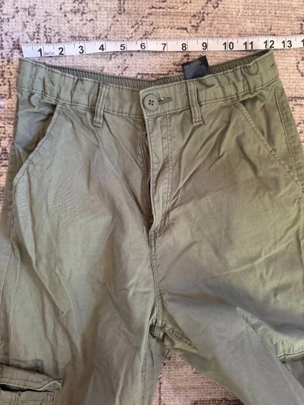 Kids Khaki Green Wide Leg Cargo Pants Youth 18 Petite